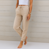 Relaxed Cotton-Linen Trousers with Drawstring Waist