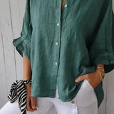 Linen Bow-Back Blouse – Summer Elegance in Linen