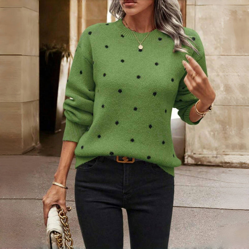 Cream Knit Jumper with Polka Dot Embroidery – Effortlessly Stylish