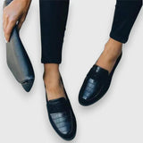Black Croc-Effect Leather Loafers