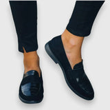 Black Croc-Effect Leather Loafers
