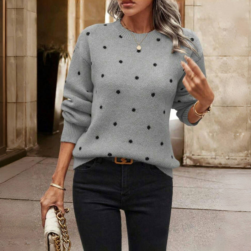 Cream Knit Jumper with Polka Dot Embroidery – Effortlessly Stylish