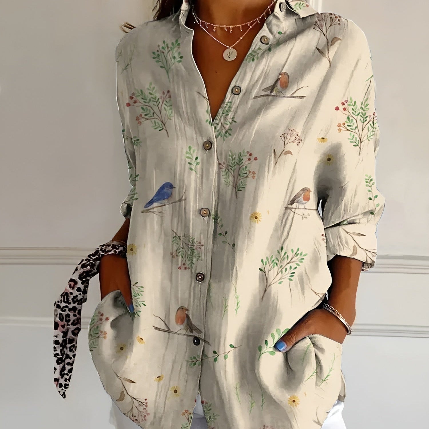 Botanical Muse Linen Shirt – Relaxed Fit Floral Print Top