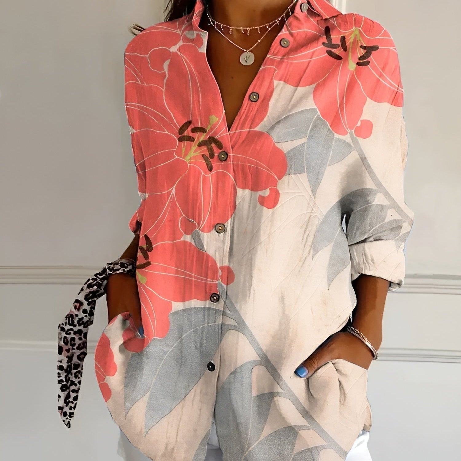Botanical Muse Linen Shirt – Relaxed Fit Floral Print Top