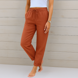 Relaxed Cotton-Linen Trousers with Drawstring Waist