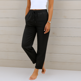 Relaxed Cotton-Linen Trousers with Drawstring Waist