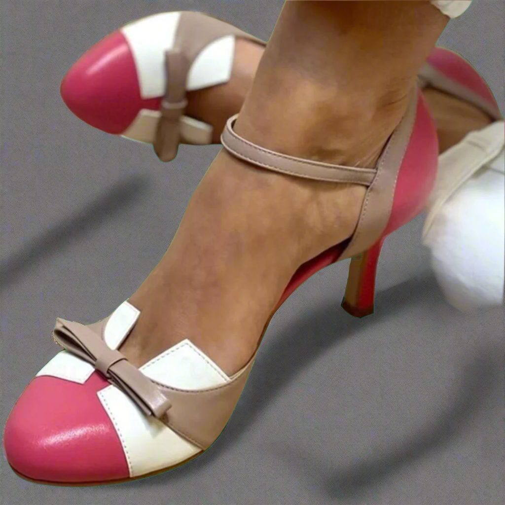 Bow-Tie Heels – Elegant Colour-Block Heels for Women