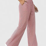 Striped Wide-Leg Cotton Trousers – Relaxed Fit