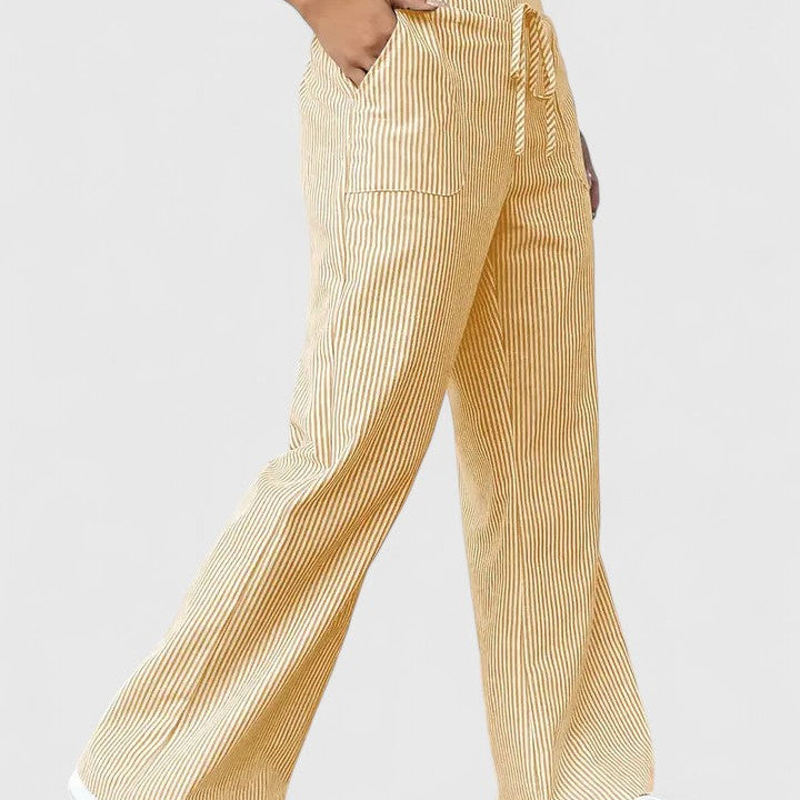 Striped Wide-Leg Cotton Trousers – Relaxed Fit