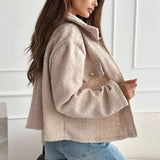 Cropped Teddy Jacket – Chocolate Elegance