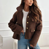 Cropped Teddy Jacket – Chocolate Elegance