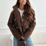 Cropped Teddy Jacket – Chocolate Elegance
