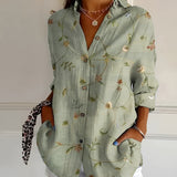Botanical Muse Linen Shirt – Relaxed Fit Floral Print Top